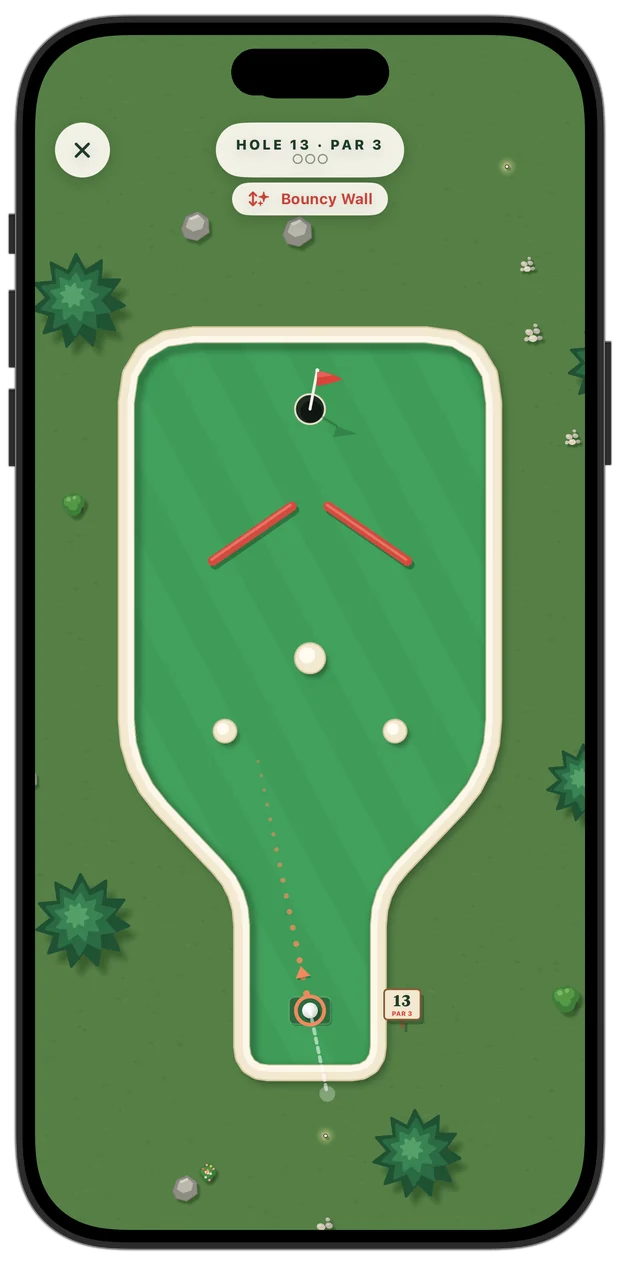 A ball bouncing off a red bumper